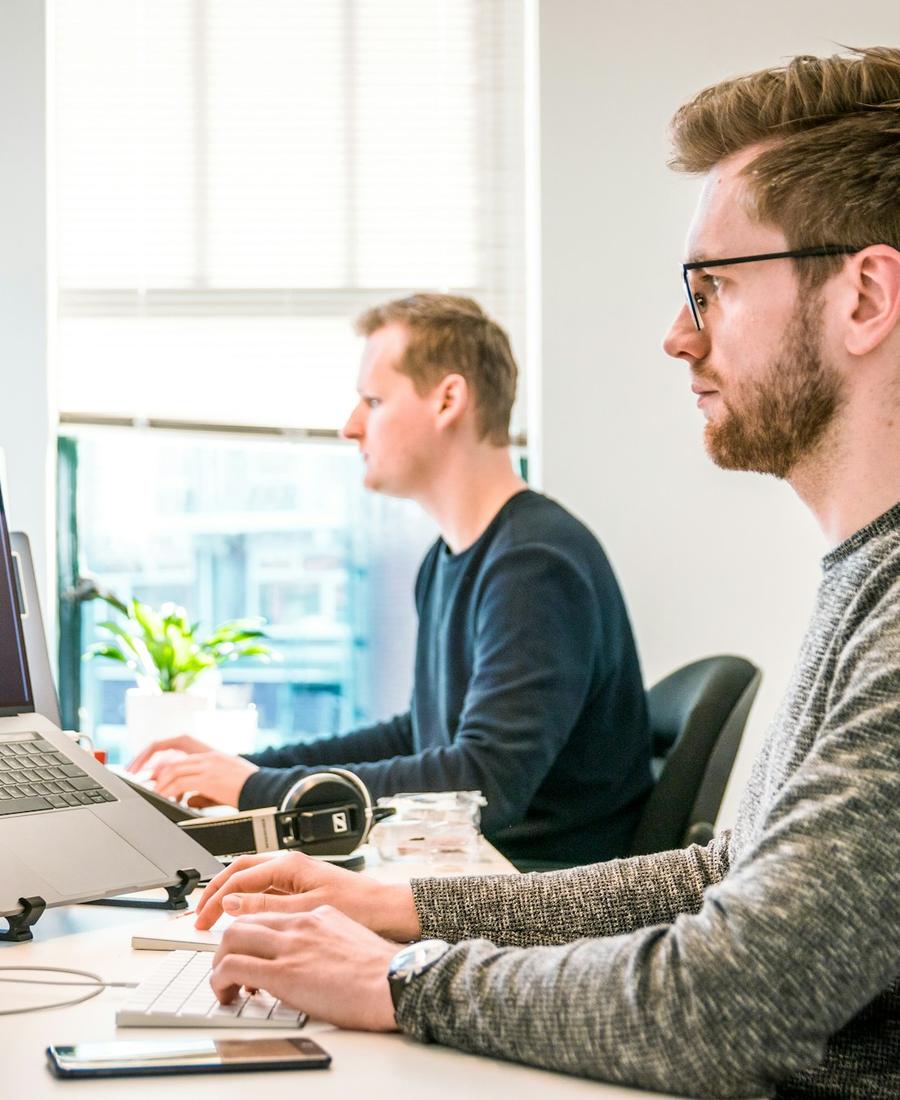 Specialists working at their desks