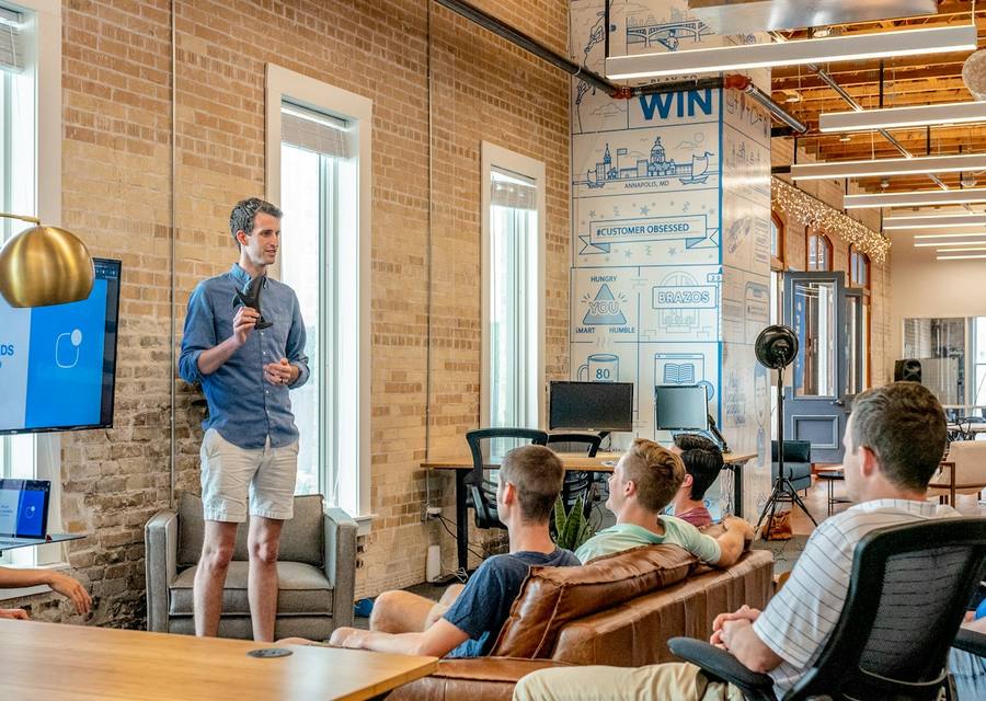 Team meeting in a bright office